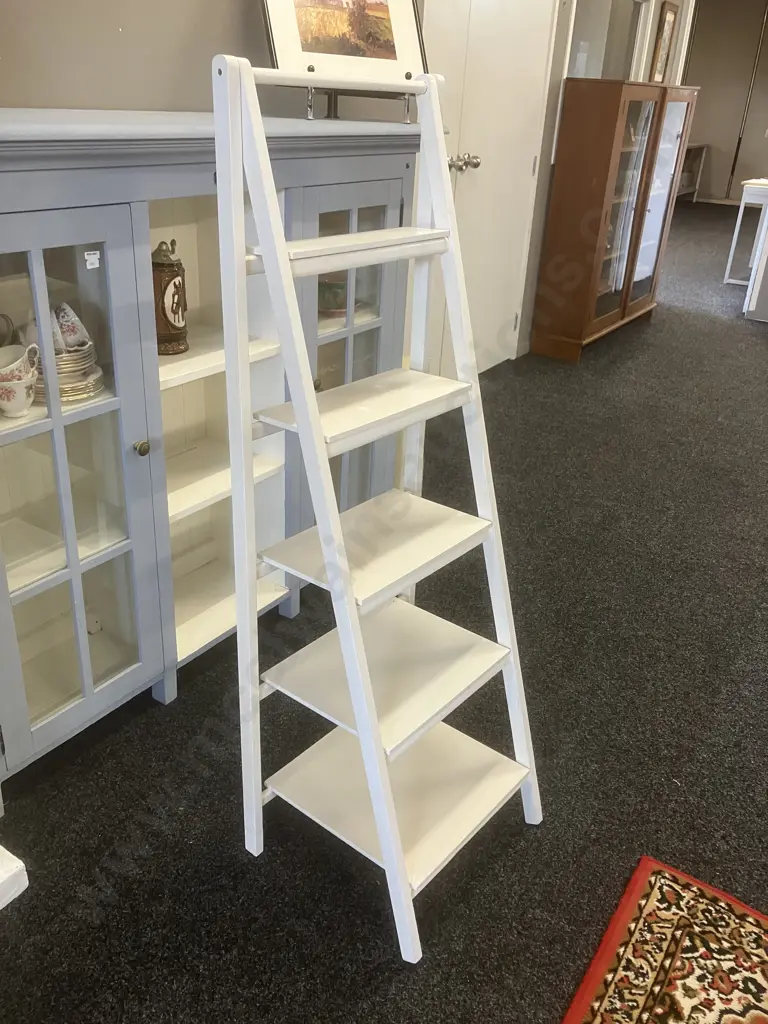 White Ladder Shelf . H35 W46 D at Base 40cm Image 1++