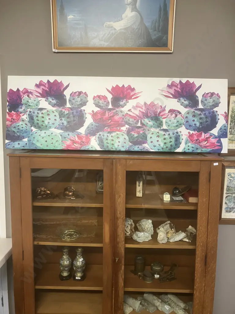 Artwork - Watercolor Cactus Canvas. 50 x 150cm Image 1++