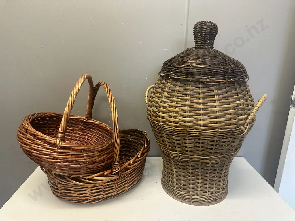 Vintage Caneware, Ali Baba Basket Etc Image 1++