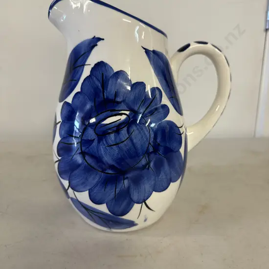 Blue & White Floral Hand Painted Vase H20cm.