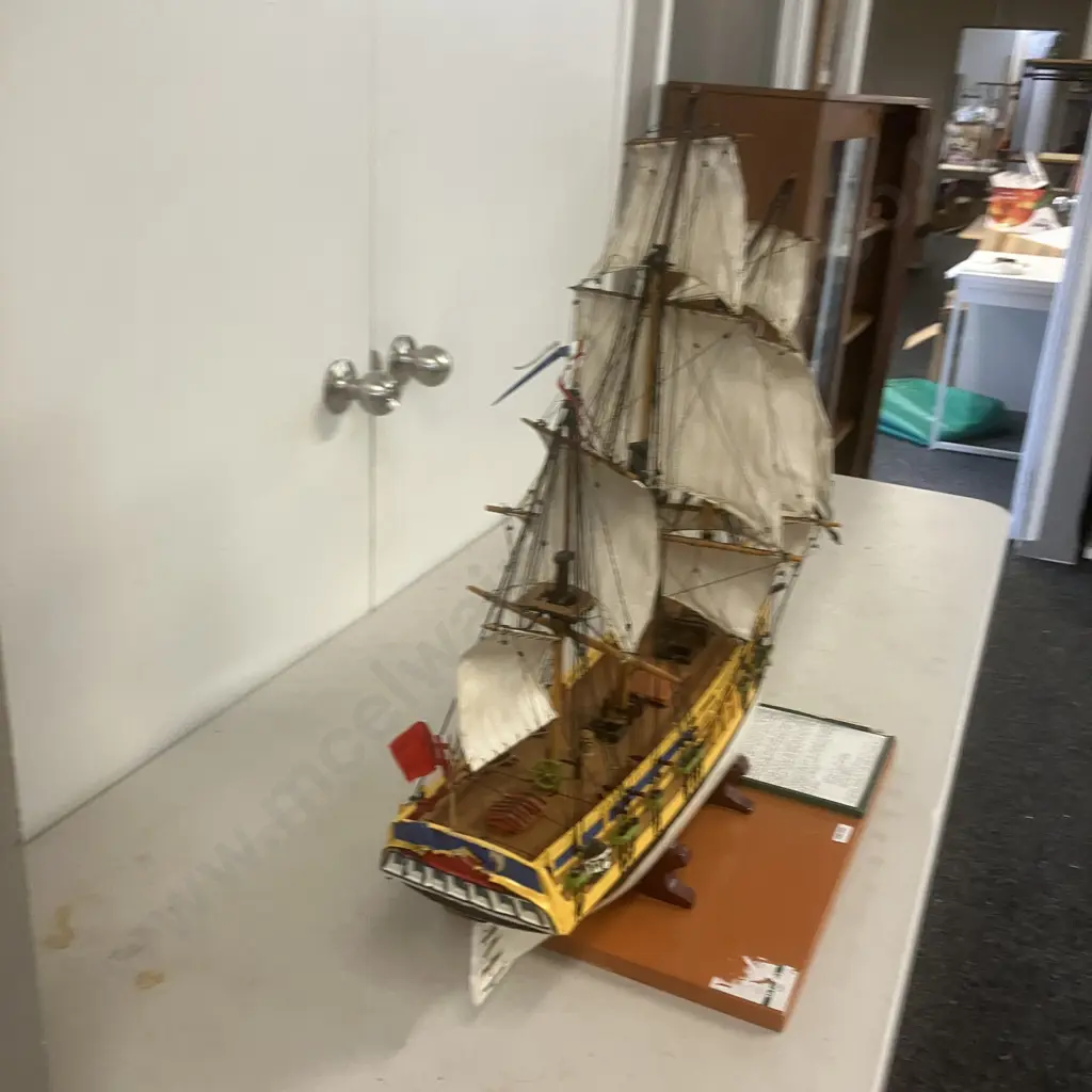 H.M.A.V. Bounty Wooden Model - Royal Navy Purchased British Merchant 1787 Commanded by William Bligh. L86cm Image 1++