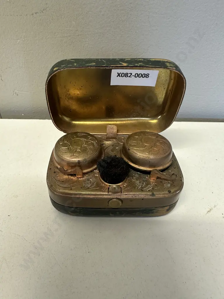 Antique Victorian Double Travel Inkwell With Pen Wipe Image 1++