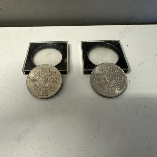 1953 British Elizabeth II Coronation Five Shillings/Coins x2