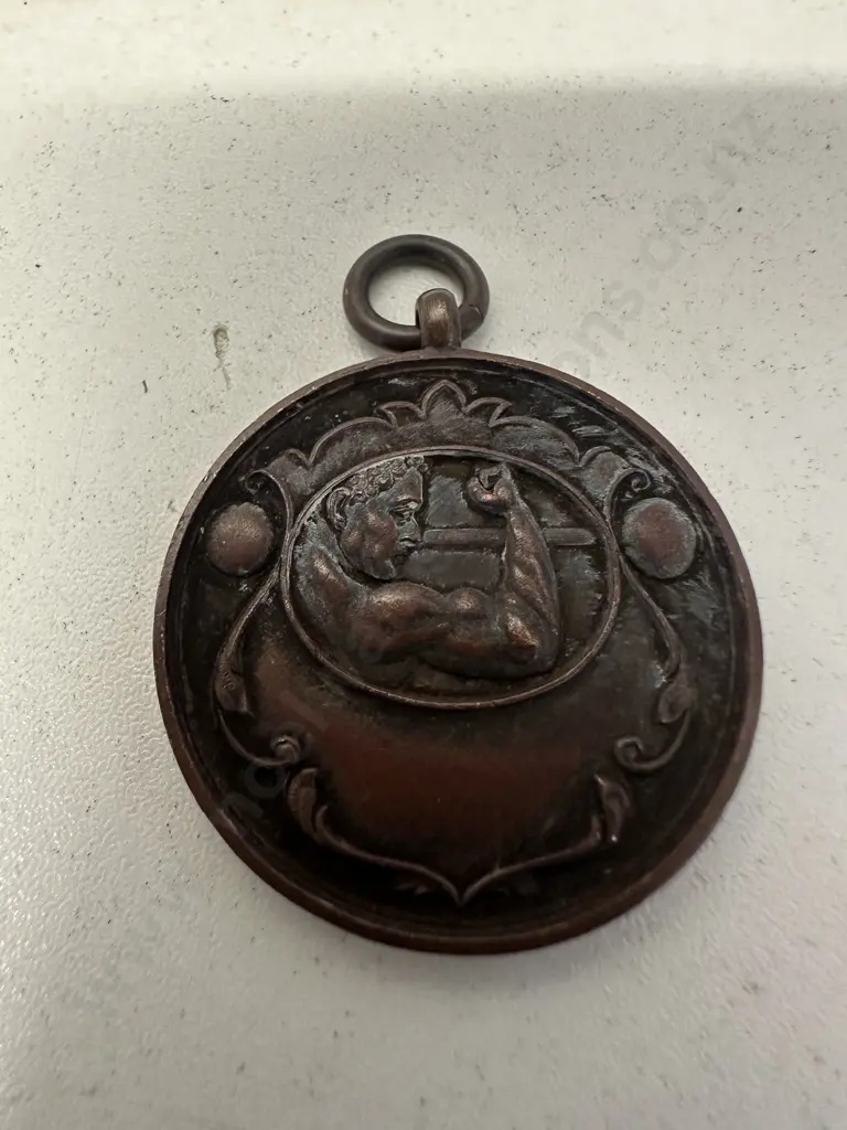 Bronze Boxing Medallion Inscribed H. Drew Dated July 1912 Image 1++