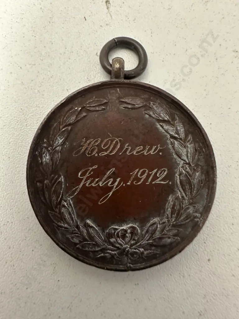 Bronze Boxing Medallion Inscribed H. Drew Dated July 1912 Image 1++