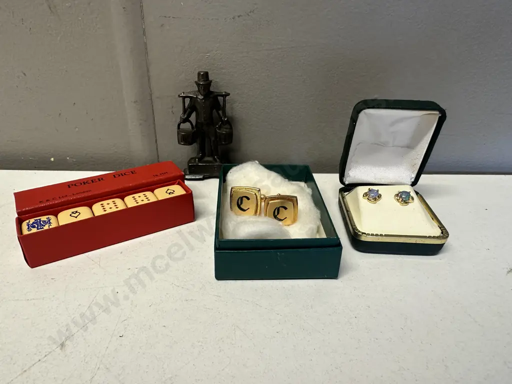 Vintage Items Including Hummel Ornament (af), Earrings, Cufflinks Etc Image 1++