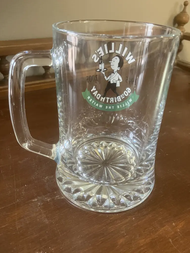 Waikato Draught Willie's 60th Birthday Glass Handle Image 1++
