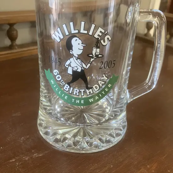 Waikato Draught Willie's 60th Birthday Glass Handle