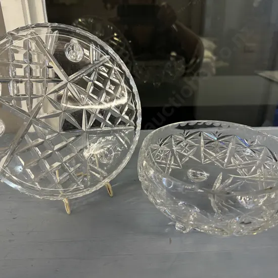 Crystal Tri Footed Bowl & Cake Plate