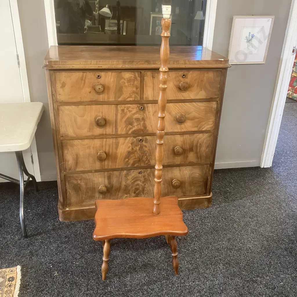 Wooden Side Table With Lamp Painted (Plug Cut Off) H148cm Image 1++