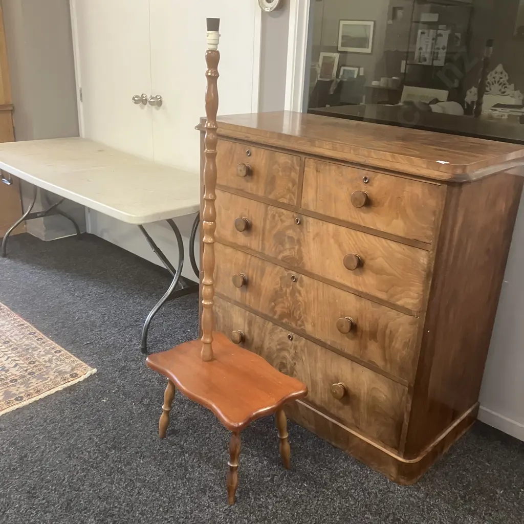 Wooden Side Table With Lamp Painted (Plug Cut Off) H148cm Image 1++