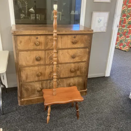 Wooden Side Table With Lamp Painted (Plug Cut Off) H148cm