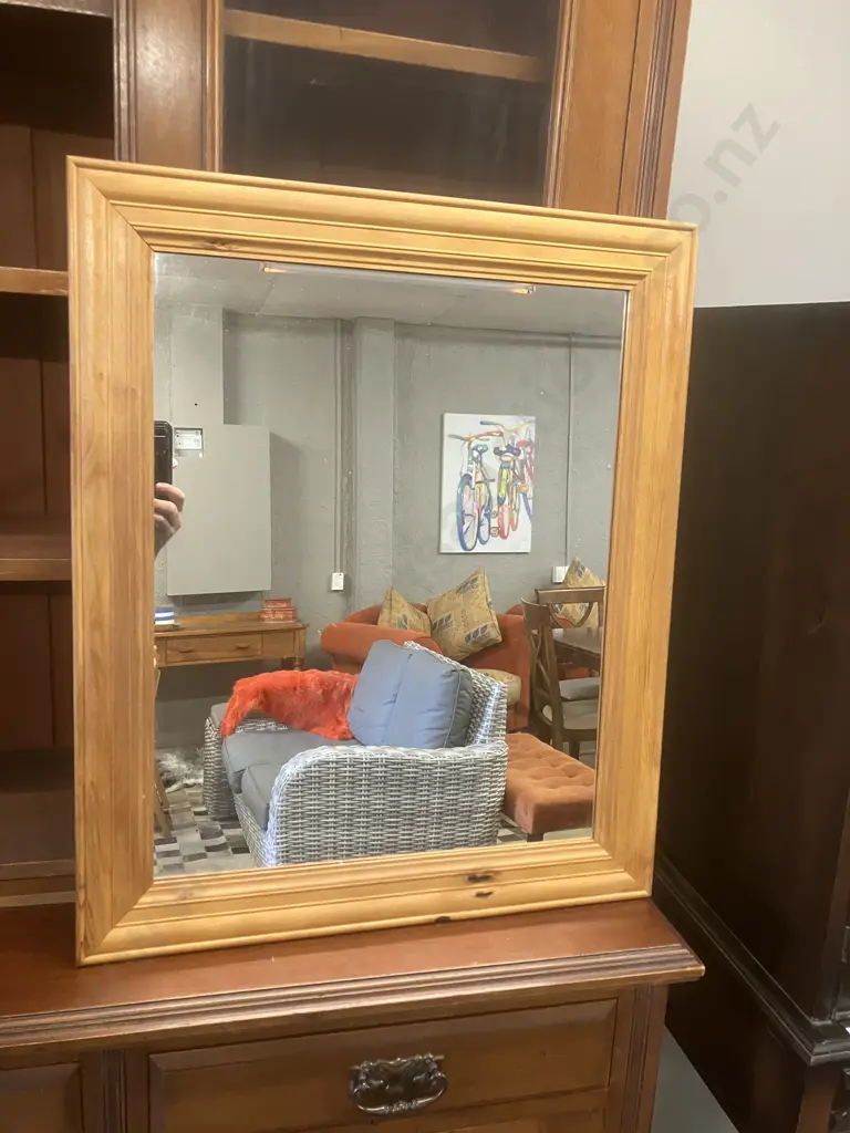 Wood Framed Wall Mirror. 67 x 56cm Image 1++