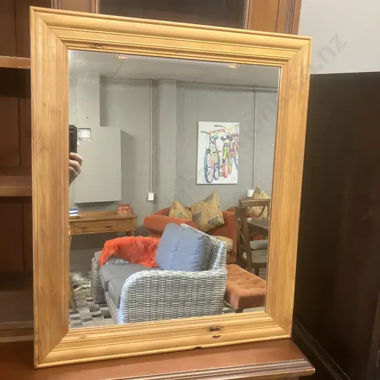 Wood Framed Wall Mirror. 67 x 56cm