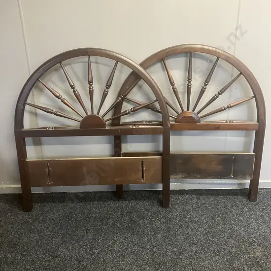 Pair of Wooden Wagon Wheel Headboards. 99 x 92.5cm