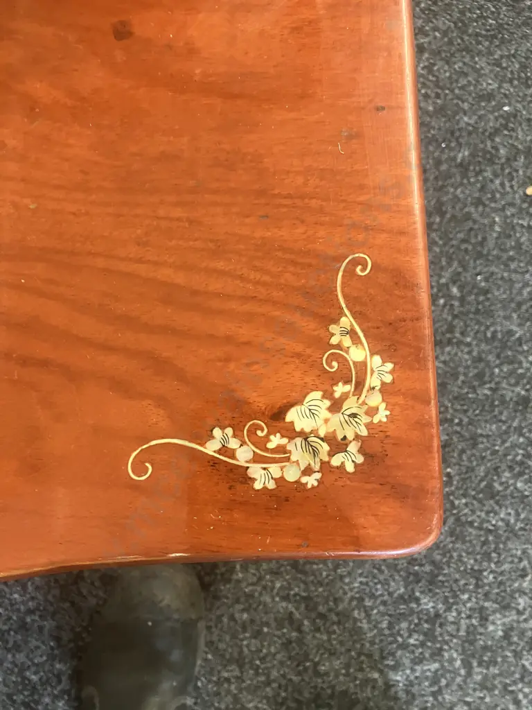 Set of Four Mother of Pearl Inlaid Rosewood Dining Chairs (As Found Condition) Image 1++