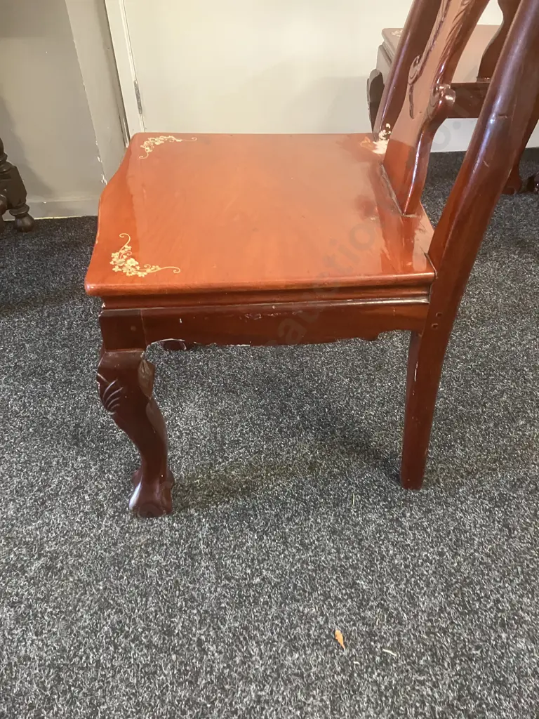 Set of Four Mother of Pearl Inlaid Rosewood Dining Chairs (As Found Condition) Image 1++