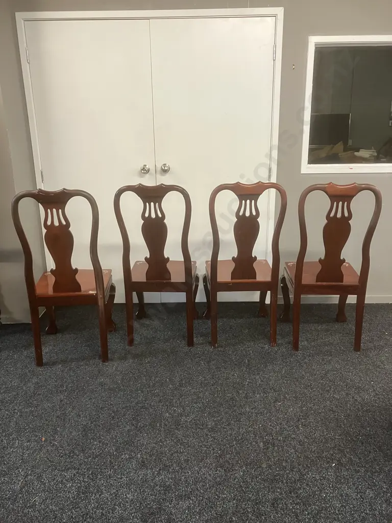Set of Four Mother of Pearl Inlaid Rosewood Dining Chairs (As Found Condition) Image 1++