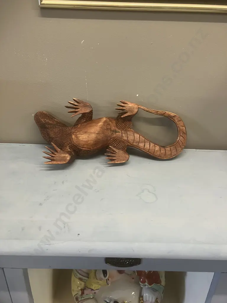 Wooden Hand Carved Komodo Dragon. L41cm Image 1++
