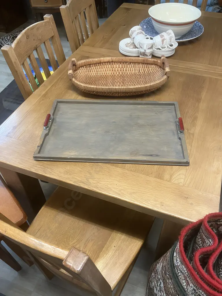 Rattan Oval Tray & Wooden tray (1 Handle AF) Image 1++