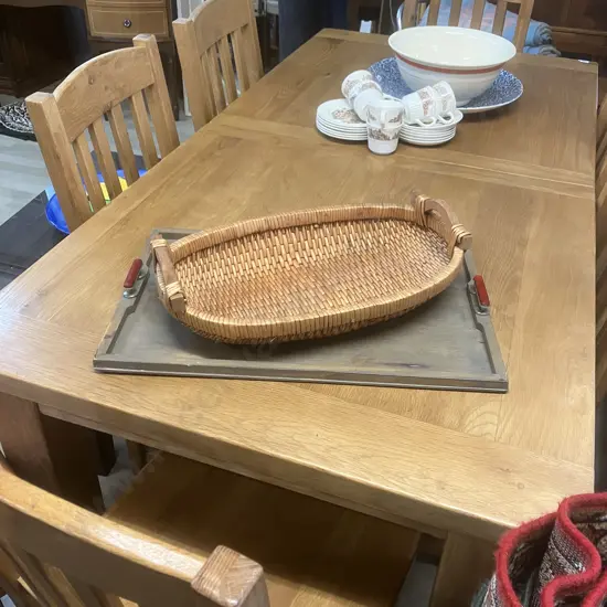 Rattan Oval Tray & Wooden tray (1 Handle AF)