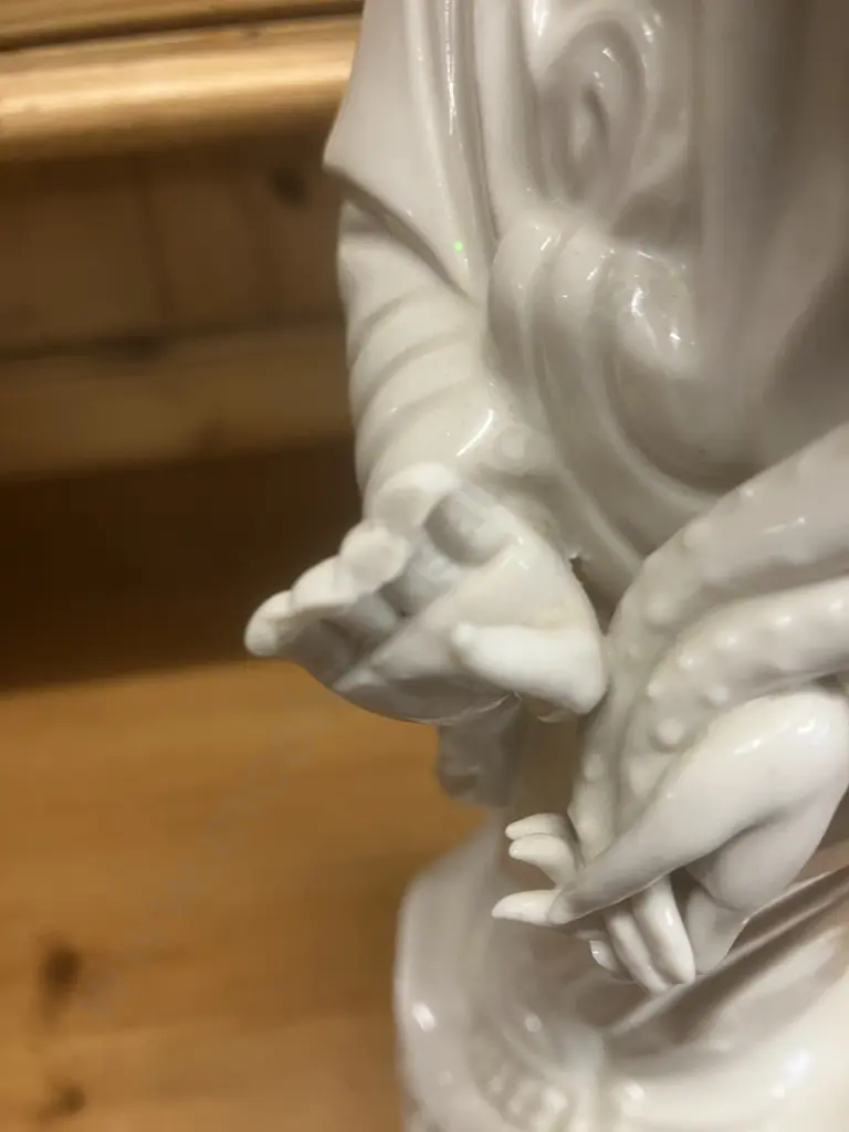 Vintage Chinese Wai Ming Guanyin Goddess Porcelain Figure Made In Hong Kong. H41cm (Damage to Fingers) Image 1++