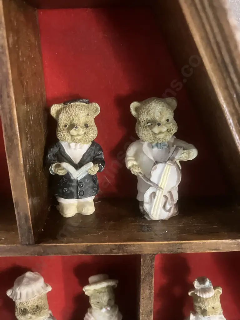 Miniature Display Stand With 18 Bear Figurines. H46 W38 D5cm Image 1++