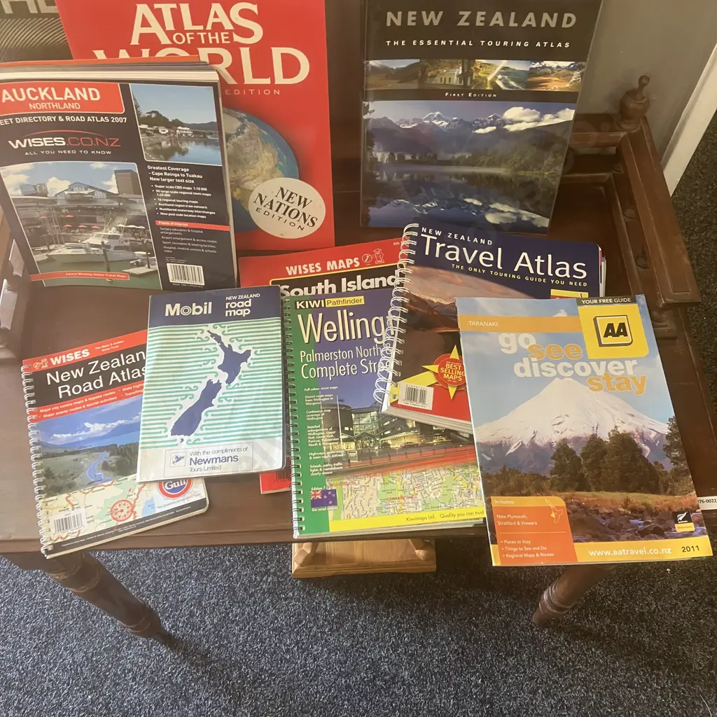 New Zealand Maps, Walks, Pair of World Atlas's Image 1++