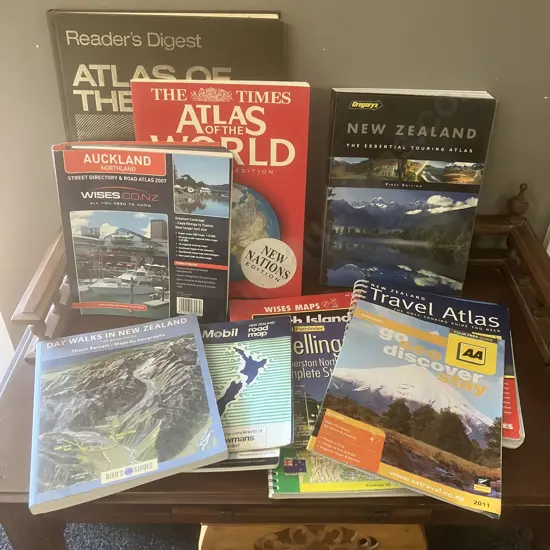 New Zealand Maps, Walks, Pair of World Atlas's