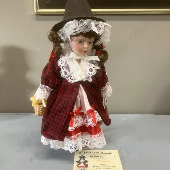Bronwen Collectible Porcelain Doll Traditional Welsh Costume, With COA. H36cm