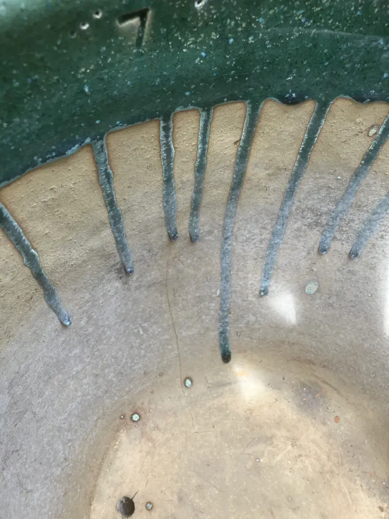 Pair of Green Glazed Terracotta Garden Pots (Both Have Cracks). 40 x 51cm Image 1++