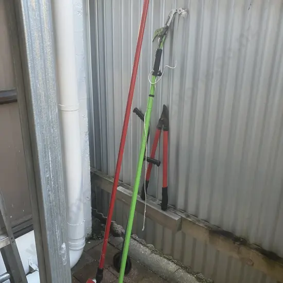 Loppers x 2, House Wash Broom, Lawn Edger