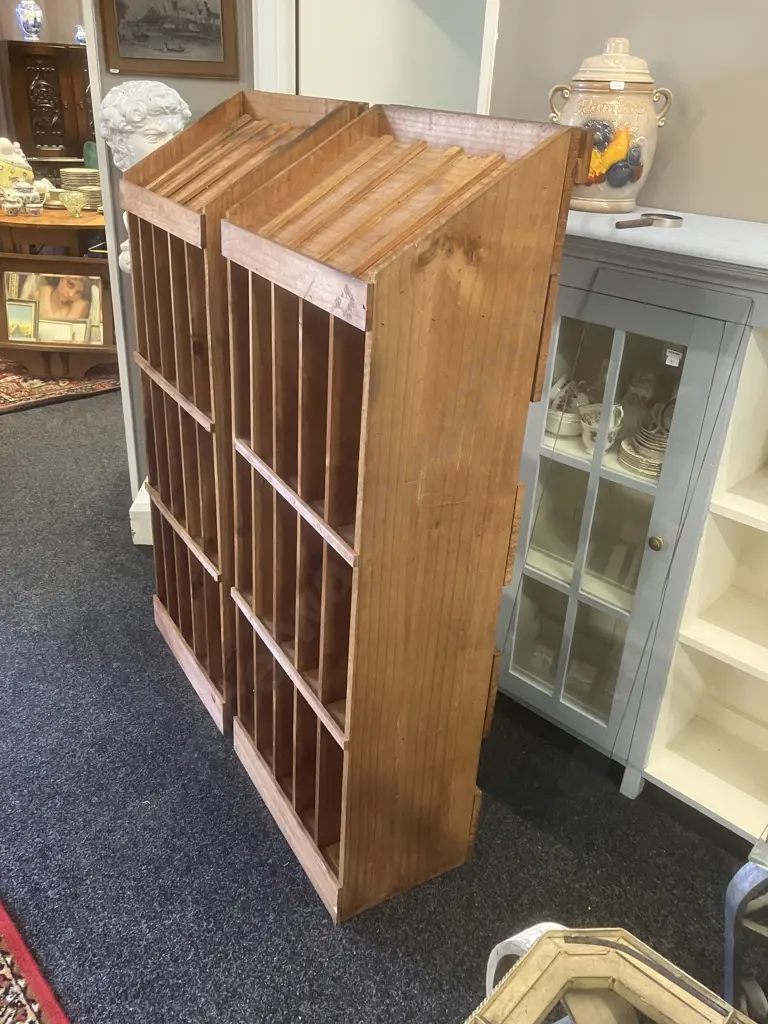 Pair of Vintage Wooden Wine Racks. H143 W54 D32cm Image 1++