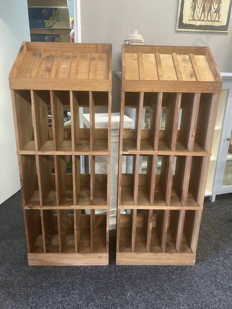 Pair of Vintage Wooden Wine Racks. H143 W54 D32cm Image 1++