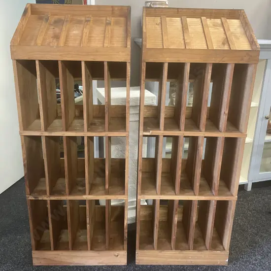 Pair of Vintage Wooden Wine Racks. H143 W54 D32cm