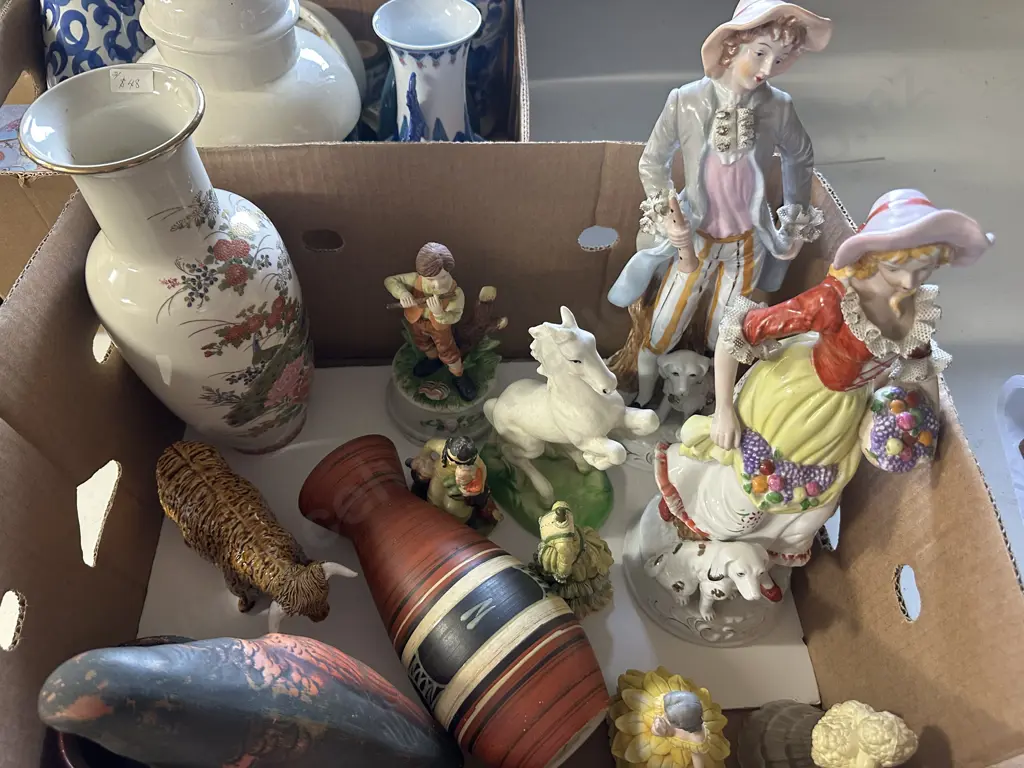 Box Of Figurines, Vases Etc Image 1++