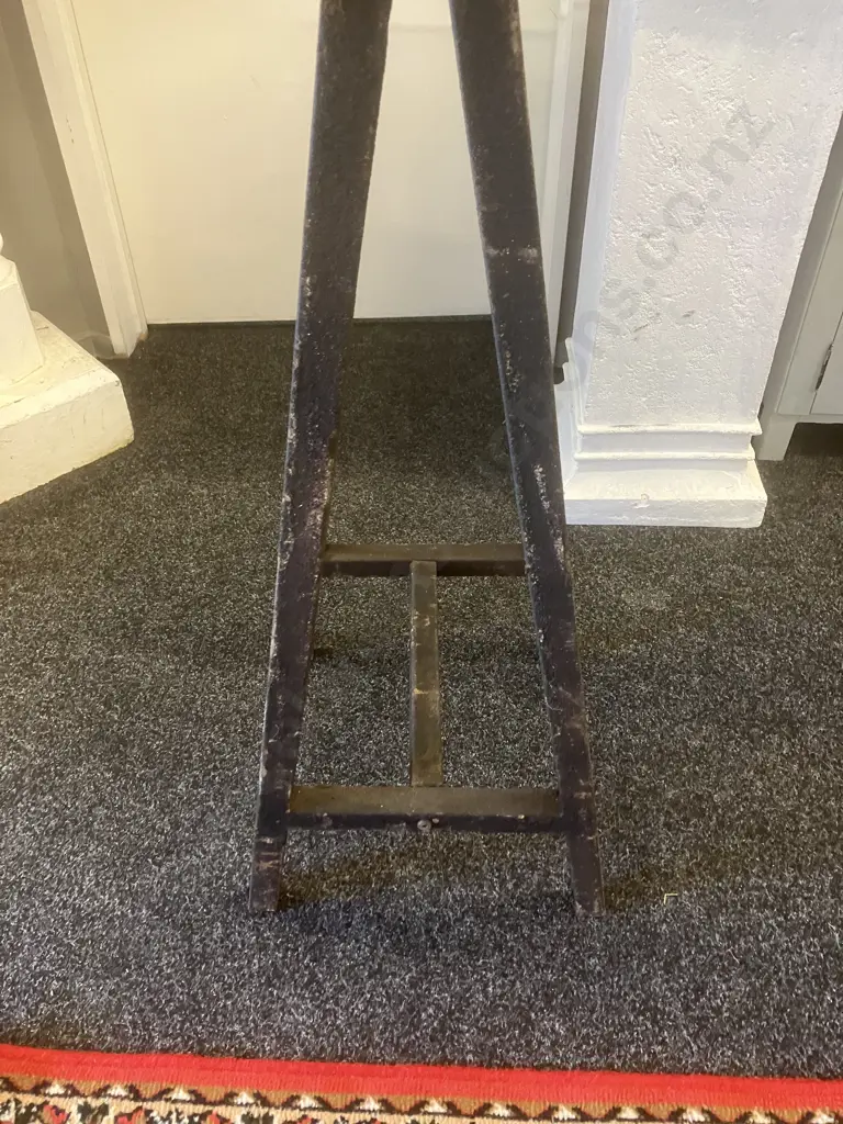 Glass Top Table On a Pair of Black Steel Trestles. H92.5 W140 D60cm Image 1++