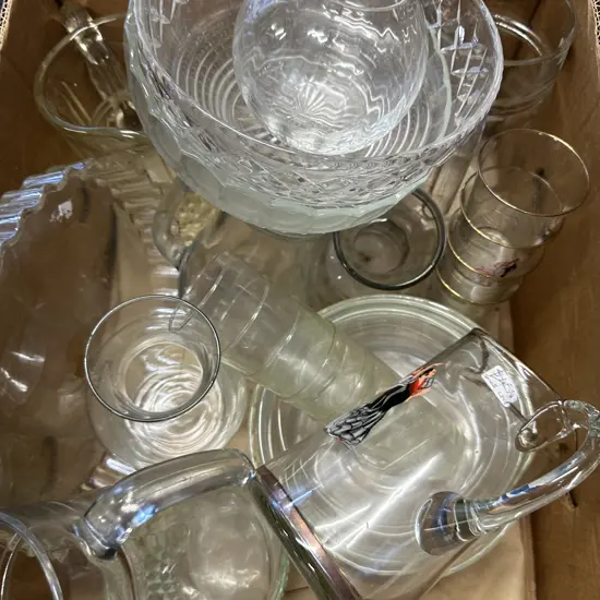 Selection Of Vintage Glassware Including Bowls, Pitchers Etc