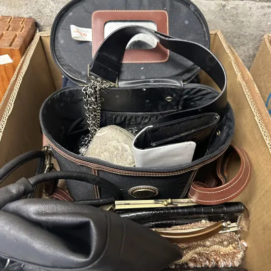Selection Of Handbags, Clutch, Carlton Makeup Case.