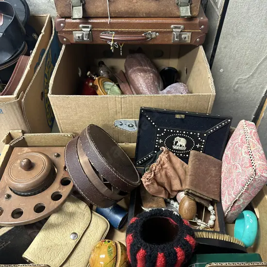 Selection Of Vintage Items Including Small Suitcases, Jewellery Etc