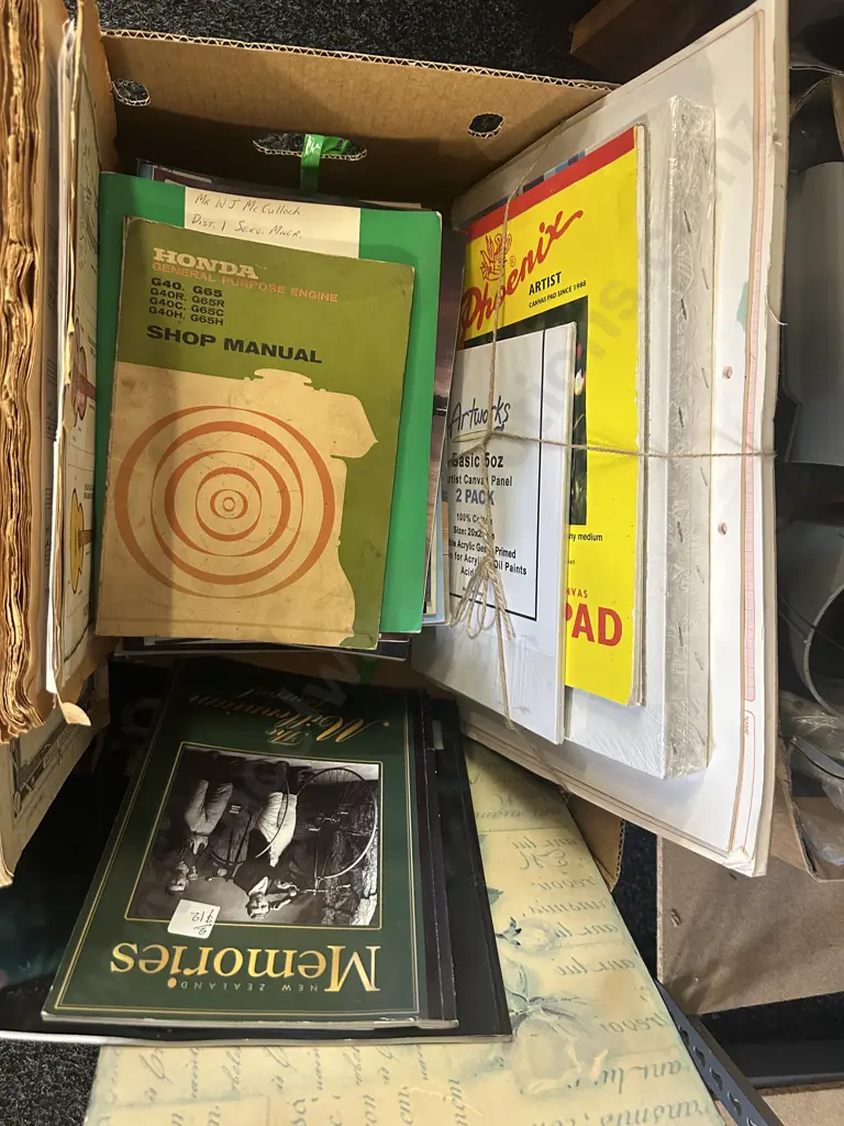 Box Lot Including Art Sundries, Automotive Books Etc Image 1++