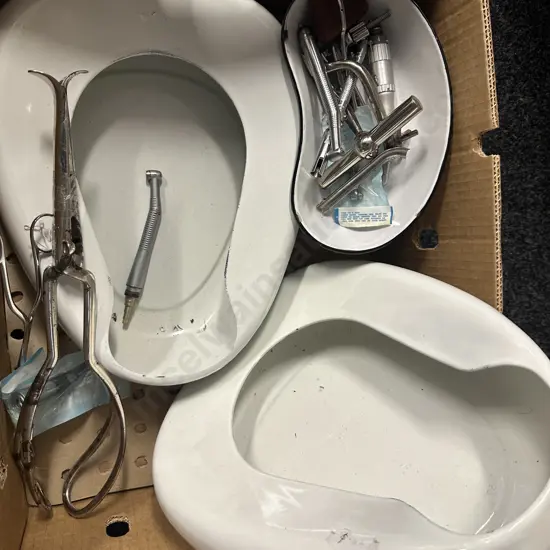 Vintage Pans, Enamel Dish Etc