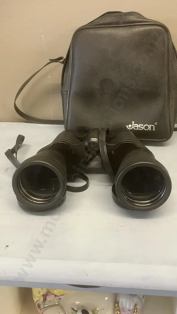 Jason Model 1200 Binoculars Fixed Focus 7X50 Made In Hong Kong with Case & Strap Image 1++