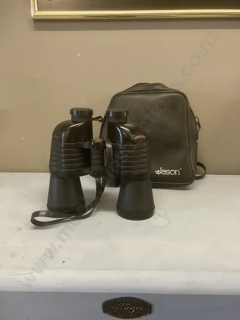 Jason Model 1200 Binoculars Fixed Focus 7X50 Made In Hong Kong with Case & Strap Image 1++