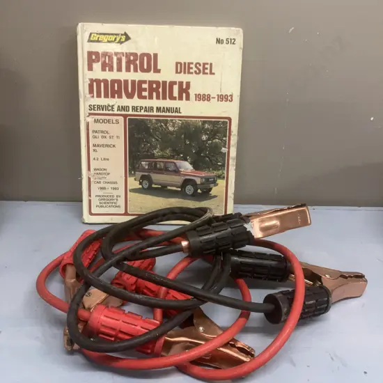Gregory's Patrol Maverick 1988-1993 Diesel Service And Repair Manual No 512 With a Pair of Jumper Leads