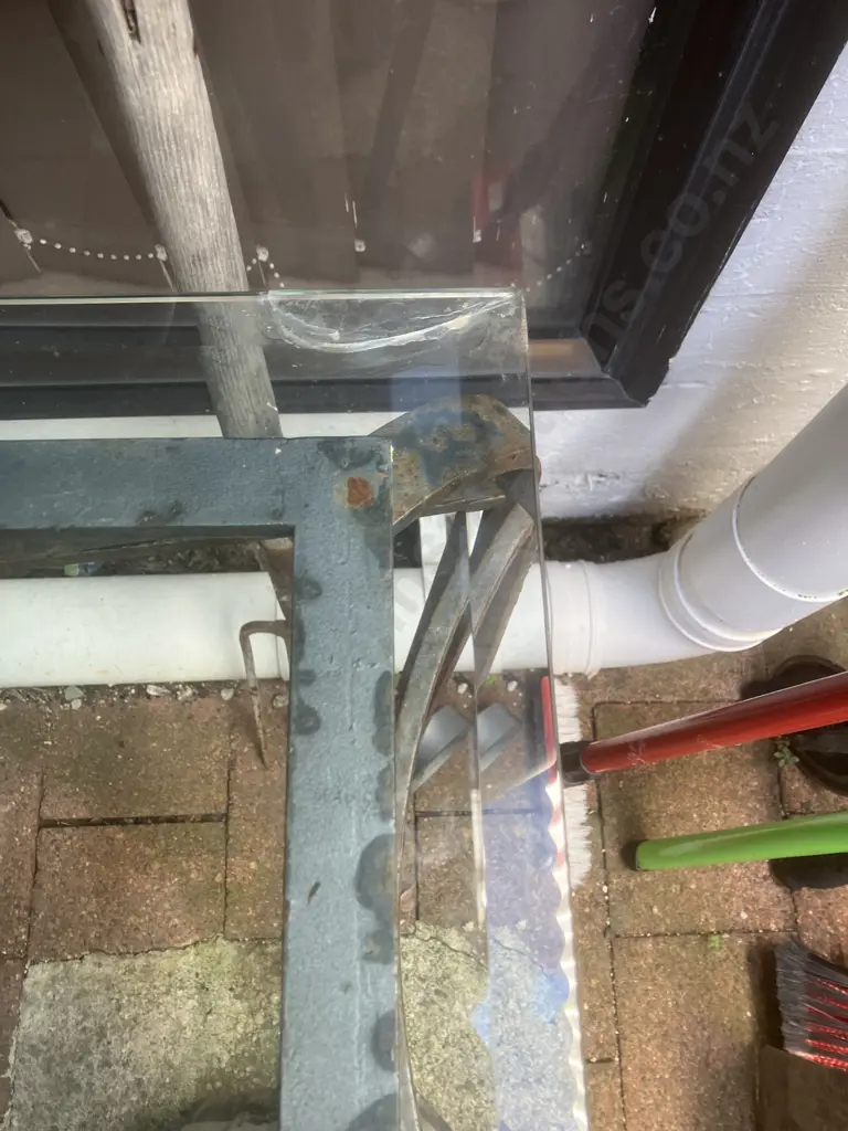 Glass Top On Steel Hall Table. H72 W120 D30cm (As Found) Image 1++