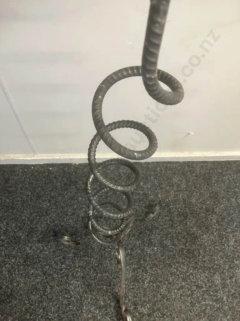 Black Coiled Rebar 3 Candle Candleabra, Curled Steel Legs. H227cm Image 1++