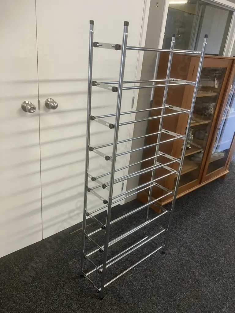 Chromed Shoe Rack, 2 Piece. H152 W63 D22.5cm Image 1++