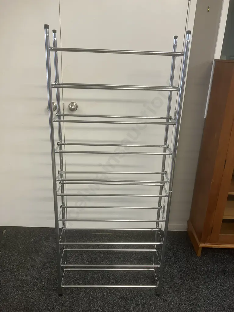 Chromed Shoe Rack, 2 Piece. H152 W63 D22.5cm Image 1++