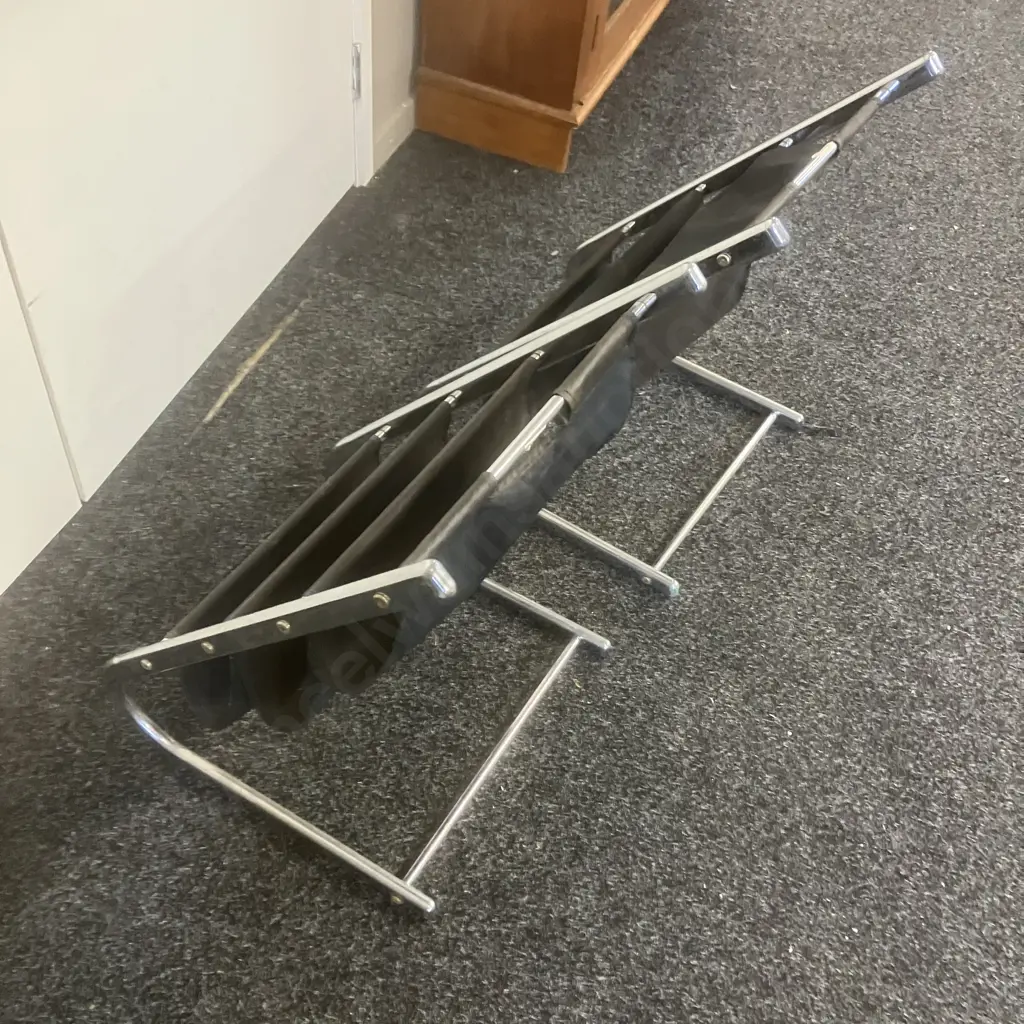 Pair of Stainless Steel Magazine Stands. H60 W40 D44cm Image 1++